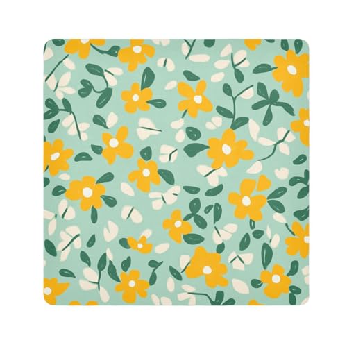 Calico-Reisetasche, selbstklebend, selbstklebend, Kosmetiktasche, Organizer, 55 x 55 cm, Gelb und Grün, Gelber und grüner Kaliko, 21.7x21.7in von Yoogain