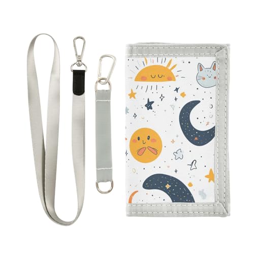 Cartoon-Brieftaschen für Herren und Damen, Motiv: Himmel, Mond, Sterne, Tiere, Weiß, faltbar, mit Umhängeband, Cartoon Himmel Mond Sterne Tiere weiß, 1 size, modisch Cartoon-Brieftaschen für Herren und Damen, Motiv: Himmel, Mond, Sterne, Tiere, Weiß, faltbar, mit Umhängeband, Cartoon Himmel Mond Sterne Tiere weiß, 1 size, modisch von Yoogain