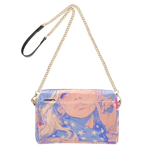 Cartoon Cowgirl Pfirsich 4. Juli Unabhängigkeitstag Crossbody Taschen für Frauen Veganes Leder Crossbody Geldbörse Reißverschluss Damen Schulterhandtaschen von Yoogain
