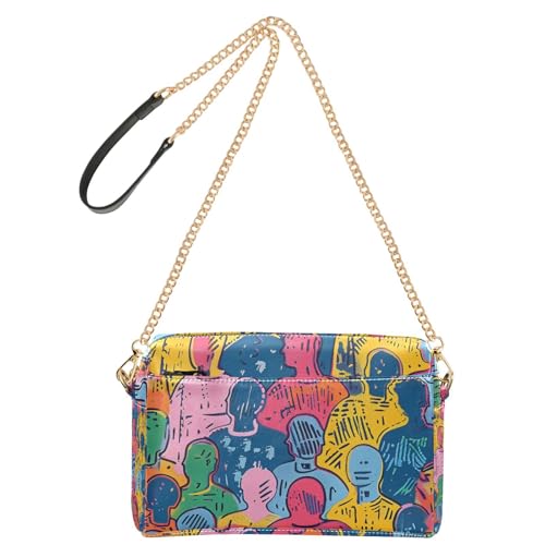 Colorful People Mountain People Sea Crossbody Taschen für Frauen Veganes Leder Damen Geldbörse Crossbody Reißverschluss Frau Schulterhandtaschen von Yoogain