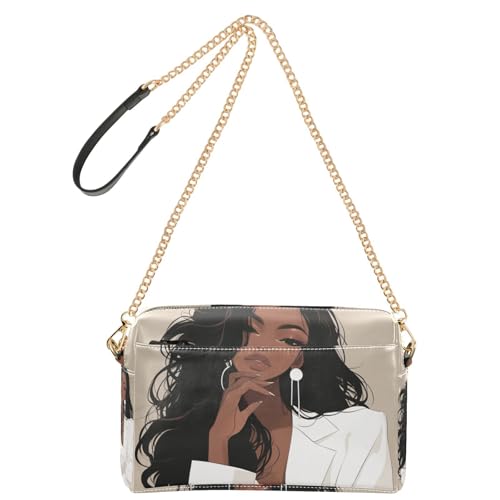 Coole lange Haar-Damen-Umhängetasche, klein, veganes Leder, modische Geldbörsen, Reißverschluss, Damen-Schulterhandtaschen von Yoogain