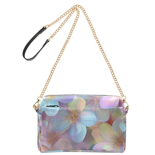 Dreamy Flowers Umhängetasche für Damen, klein, veganes Leder, Umhängetasche, Reißverschluss, Violett von Yoogain