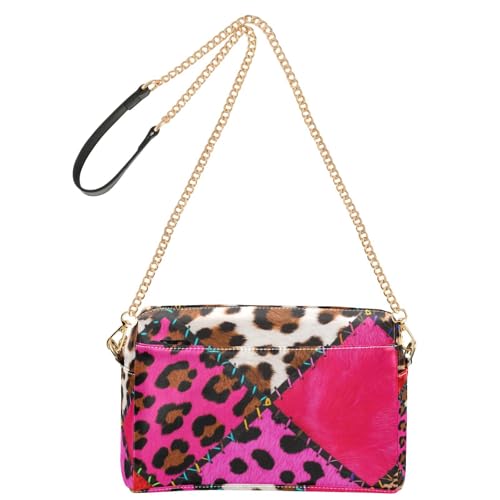 Fashio Umhängetasche für Damen, Patchwork, Leopardenmuster, veganes Leder, wasserdicht, Schulterhandtaschen von Yoogain