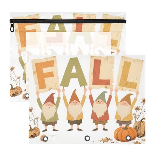 Federmäppchen, Mehrzwecktasche mit 3 Löchern, für A4-Papier, Briefe, 2 Stück, Lehrerklasse, Hello Fall Autumn Dwalf Flower von Yoogain