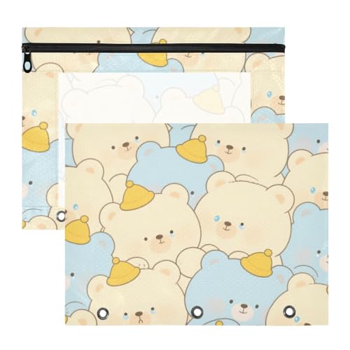 Federmäppchen, tragbar, Stifthalter für A4-Papier, Briefe, 2 Stück, Lehrer Zuhause, niedlicher Cartoon-Schreibär von Yoogain