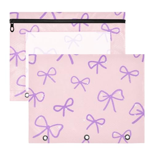 Federmäppchen mit transparentem Fenster, Stifthalter für A4-Papier, Briefe, 2 Stück, Studenten, Kunstbedarf, Aufbewahrung, künstliche Glitzer-Pailletten, Schleife, Rosa von Yoogain