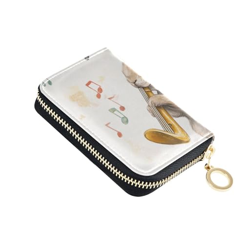 Geldbörse mit Cartoon-Kaninchen-Motiv, Leder, mit 2 Geldfächern, RFID-blockierendem Kartenhalter mit Reißverschluss von Yoogain