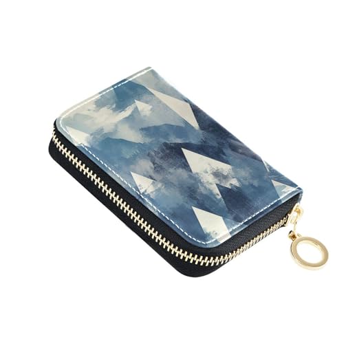 Geometrische Berg-Geldbörse aus Leder mit 9 Kartenfächern, RFID-blockierender Kreditkartenschutz mit Reißverschluss von Yoogain