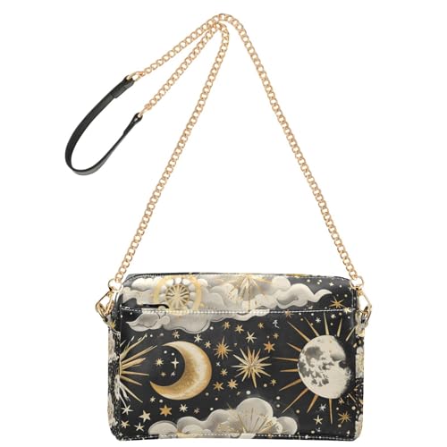 Gold Leaf Sun Moon Kleine Crossbody-Taschen Veganes Leder Damen Geldbörsen Wasserdicht Schultertasche Handtasche für Reisen Gold Leaf Sun Moon Kleine Crossbody-Taschen Veganes Leder Damen Geldbörsen Wasserdicht Schultertasche Handtasche für Reisen von Yoogain