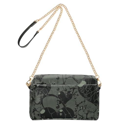 Gothic-Umhängetasche, dunkelgrün, Herzen, veganes Leder, lässige Geldbörse, Reißverschluss, Schulterhandtaschen von Yoogain