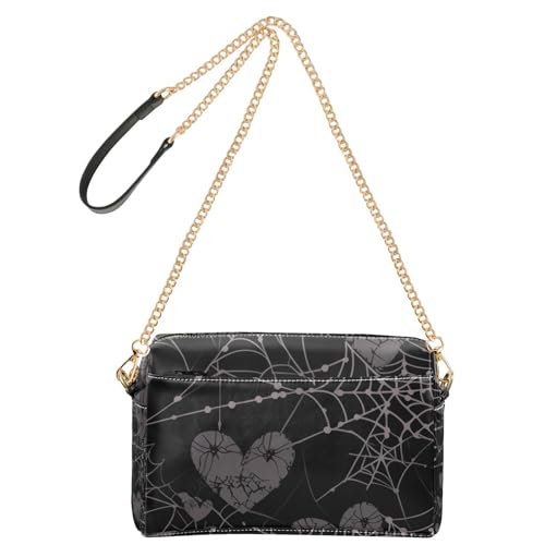 Gothic-Umhängetasche mit Herzen, veganes Leder, lässig, mit Reißverschluss, Dunkelgrau von Yoogain