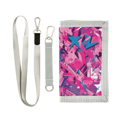 Graffiti Art Stars Red Absttract Wallets for Men Money Clip Gifts for Young Pop Card Holder Wallet for Men with Lanyard, Graffiti Art Stars Red Absttract, 1 size, modisch von Yoogain