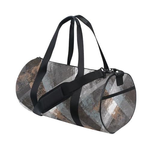 Große Reisetasche im Retro-Stil, grau-meliert, kariert, Schultertasche, Wochenend-Tragetasche, Flugzeug, Reisen, multifunktional von Yoogain