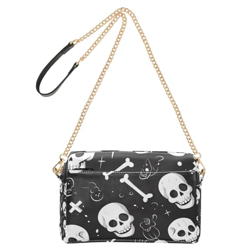 Halloween-Umhängetasche mit Totenkopf-Motiv, veganes Leder, für Damen, Umhängetasche, wasserdicht, Schwarz Halloween-Umhängetasche mit Totenkopf-Motiv, veganes Leder, für Damen, Umhängetasche, wasserdicht, Schwarz von Yoogain