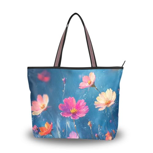 Handtasche aus Seidenstoff mit Reißverschluss für Damen, praktische Taschen für Damen, Handtasche für Abschlussball, Verlobung, Cocktailparty, Hochzeit, Blüten verschwommen), Größe L von Yoogain