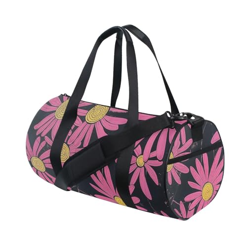 Hellrote Gänseblümchen Schwarze Reisetasche Große Turnbeutel Geschäftsreisen Multifunktional von Yoogain