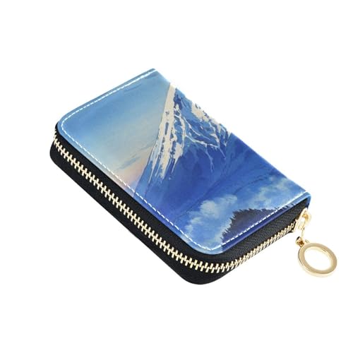 Herren Kreditkartenetui aus Leder mit 9 Kartenfächern, RFID-blockierend, mit Reißverschluss, Blau von Yoogain