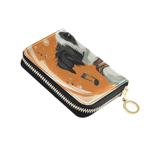 Kleine Geldbörse aus Leder mit Cartoon-Hundemotiv für Karten mit 2 Geldfächern, RFID-blockierend, Kartenhalter für Herren, mit Reißverschluss von Yoogain