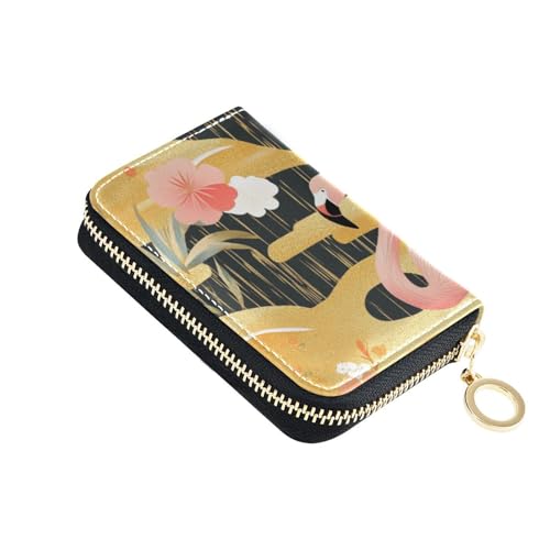 Kleine Geldbörse aus japanischem Flamingoleder für Karten mit RFID-blockierendem Kartenorganizer mit Reißverschluss von Yoogain