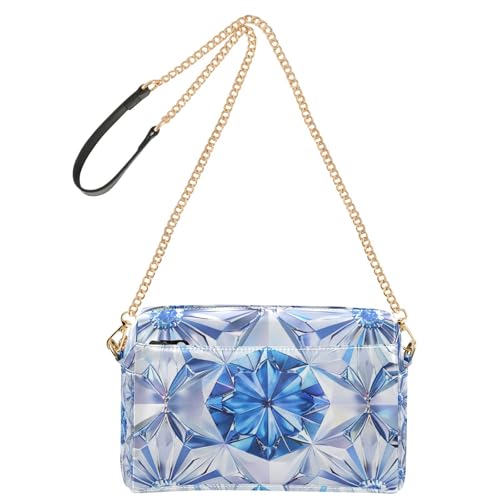 Kleine Umhängetasche, luxuriös, blaues Kristallmuster, veganes Leder, lässige Geldbörse, Cross-Body-Reißverschluss, Schultertasche von Yoogain
