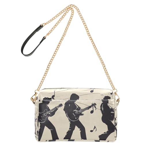 Kleine Umhängetasche für Damen, Motiv: Musik Legendary Tones Gitarre, veganes Leder, Geldbörse für Teenager, Reißverschluss, Schulterhandtaschen von Yoogain