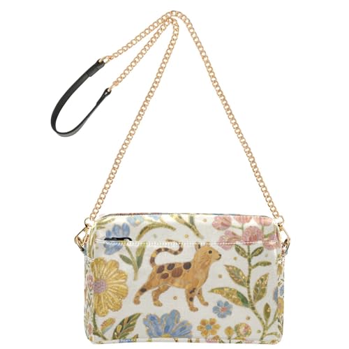 Kleine Umhängetasche im Retro-Stil mit Blumenmotiv für Damen, veganes Leder, Geldbörse, Reißverschluss, Schulterhandtaschen von Yoogain