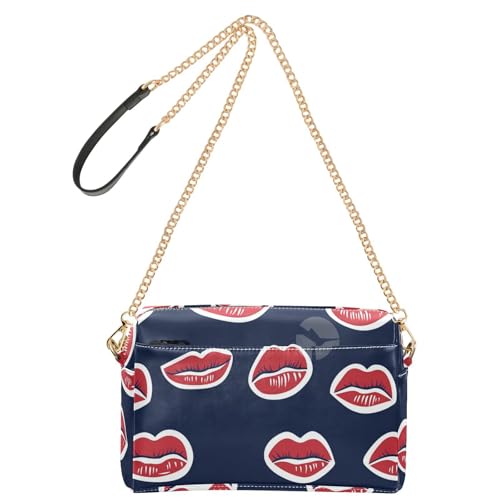 Kleine Umhängetasche mit Lippendruck, Vintage, Valentinstag, für Damen, veganes Leder, Umhängetasche, wasserdicht, Schulterhandtaschen von Yoogain