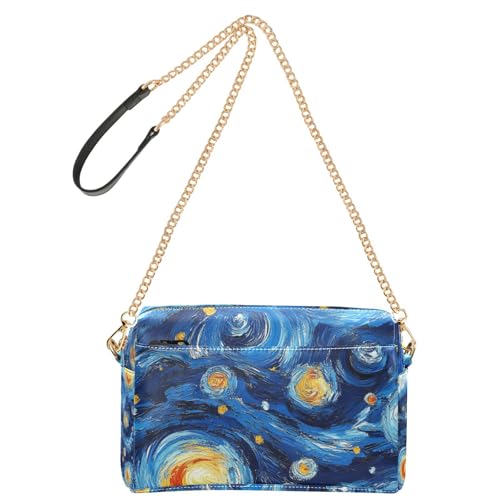 Kleine Umhängetasche mit Ölgemälde und Sternenhimmel, für Damen, veganes Leder, Umhängetasche, wasserdicht, für Reisen von Yoogain