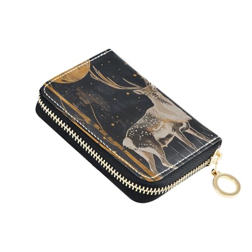 Kleines Portemonnaie aus Leder im Retro-Mond-Design mit Cion-Geldbörse, RFID-blockierend, mit Reißverschluss von Yoogain