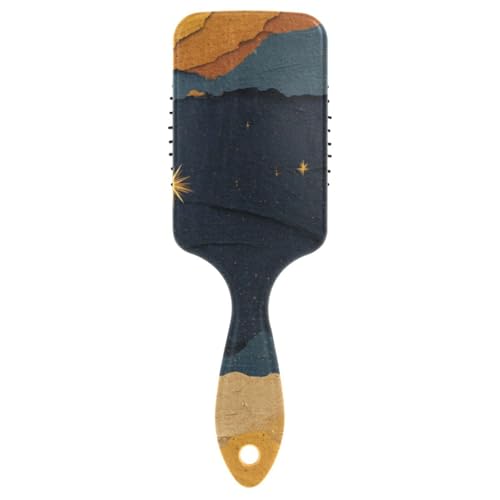 Kopfhautmassagegerät für dickes Haar mit ergonomischem Griff, zerrissenes Papier, Sternennacht, Gelb / Blau, glattes und trockenes Haar von Yoogain