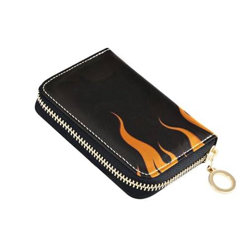 Kreditkartenetui aus Leder, fluoreszierend, mit 2 Geldfächern, RFID-blockierend, mit Reißverschluss, Schwarz von Yoogain