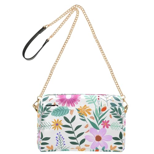 Künstlerische bunte Blumen, Sommer-Umhängetasche, kleine Taschen für Damen, veganes Leder, Umhängetasche, wasserdicht, Schultertasche für Damen von Yoogain