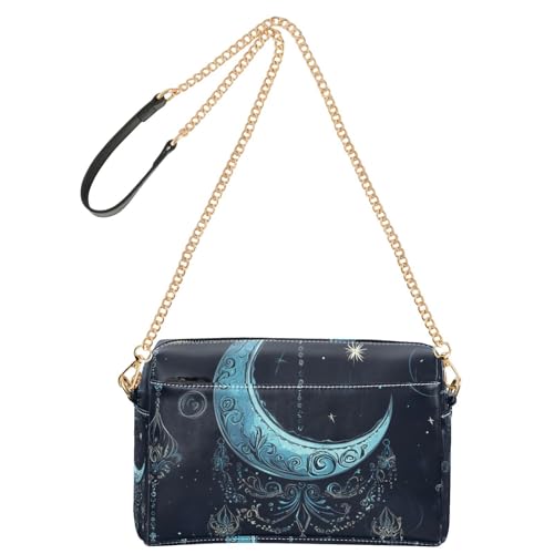 Moon Boho Retro Unearthly Small Crossbody Taschen für Frauen Veganes Leder Damen Crossbody Geldbörsen Wasserdicht Schulterhandtaschen für Damen von Yoogain