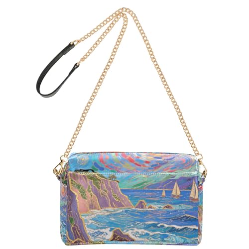 Mountain Clouds Beauty Kleine Umhängetasche für Damen, veganes Leder, Geldbörse für Teenager, Reißverschluss, Schultertasche von Yoogain