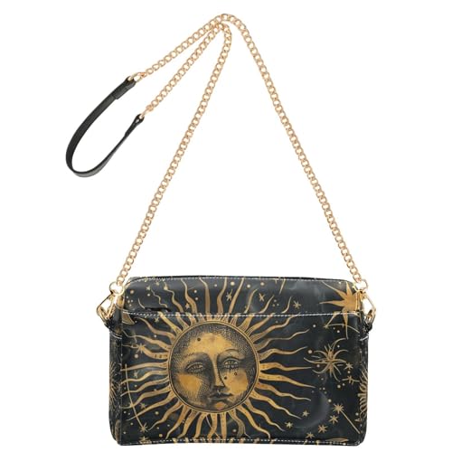 Mystic Golden Sun Moon Kleine Crossbody-Tasche für Damen, veganes Leder, Umhängetasche, Reißverschluss, Damen-Schulterhandtaschen Mystic Golden Sun Moon Kleine Crossbody-Tasche für Damen, veganes Leder, Umhängetasche, Reißverschluss, Damen-Schulterhandtaschen von Yoogain