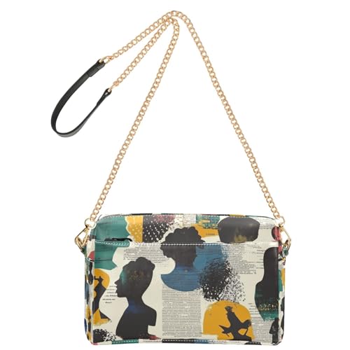 People Silhouette Art Street Kleine Umhängetasche für Damen, veganes Leder, Umhängetasche, Reißverschluss, Schulterhandtaschen von Yoogain