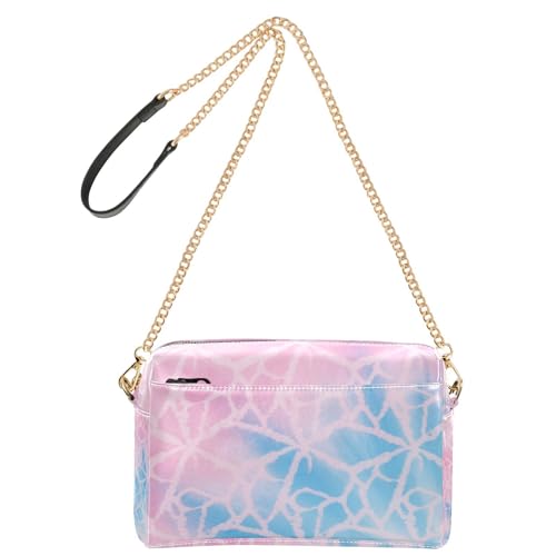 Pinkisch-blauer Farbverlauf, Batikfärbung, kleine Umhängetasche für Damen, veganes Leder, Umhängetasche, wasserdicht, Damen-Handtasche, Schultergurt Pinkisch-blauer Farbverlauf, Batikfärbung, kleine Umhängetasche für Damen, veganes Leder, Umhängetasche, wasserdicht, Damen-Handtasche, Schultergurt von Yoogain