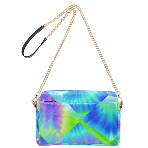 Rainbow Tie-Dye Kleine Umhängetasche für Frauen Veganes Leder Damen Geldbörse Reißverschluss Schulterhandtaschen von Yoogain