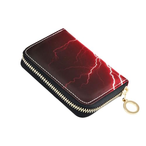 Red Lightning Gorgeous Ledergeldbörse für Karten mit 2 Geldfächern, RFID-blockierend, Herren-Kreditkartenetui mit Reißverschluss von Yoogain