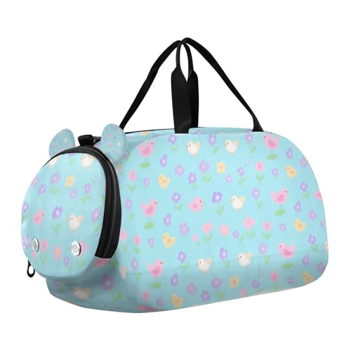 Reisetasche mit niedlichem Cartoon-Motiv und kleinen Blumen, blaue Reisetasche mit Schuhfach, großes Fassungsvermögen, Übernachtung, Reisen, Wochenend-Tragetasche für Jungen und Mädchen Reisetasche mit niedlichem Cartoon-Motiv und kleinen Blumen, blaue Reisetasche mit Schuhfach, großes Fassungsvermögen, Übernachtung, Reisen, Wochenend-Tragetasche für Jungen und Mädchen von Yoogain