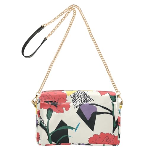 Retro Carnation Crossbody Kleine Tasche für Frauen Veganes Leder Casual Geldbörse Crossbody Reißverschluss Schultertasche Handtasche für Reisen von Yoogain