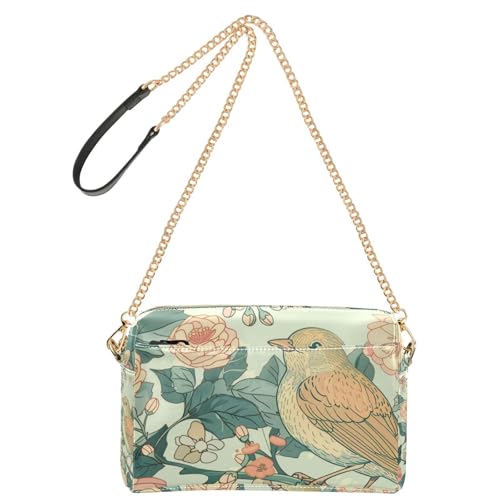 Retro Flroal Bird Crossbody Kleine Tasche für Frauen Veganes Leder Crossbody Geldbörse Wasserdicht Schulterhandtaschen von Yoogain