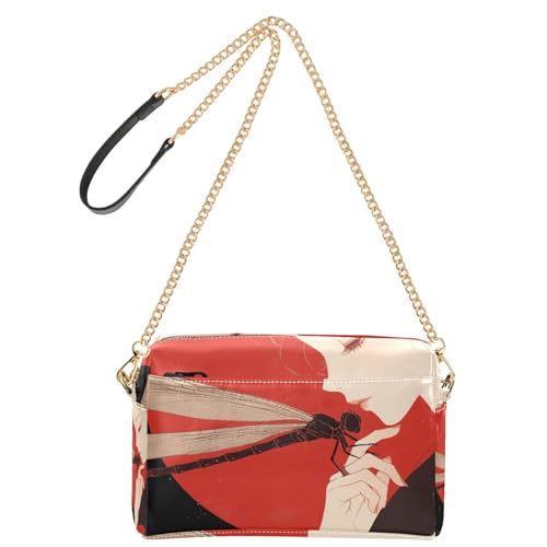 Retro Libelle Anime Chinesischer Stil Kleine Umhängetasche für Frauen Veganes Leder Damen Geldbörsen Wasserdicht Schultertasche für Damen von Yoogain