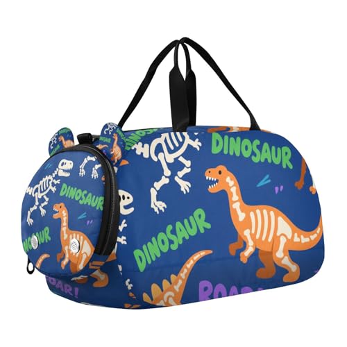 Roaring T-Rex Totenkopf Ankylosaurus Seesack mit Schuhfach, großes Fassungsvermögen, Handgepäck für Jungen und Mädchen, Dunkelorange von Yoogain