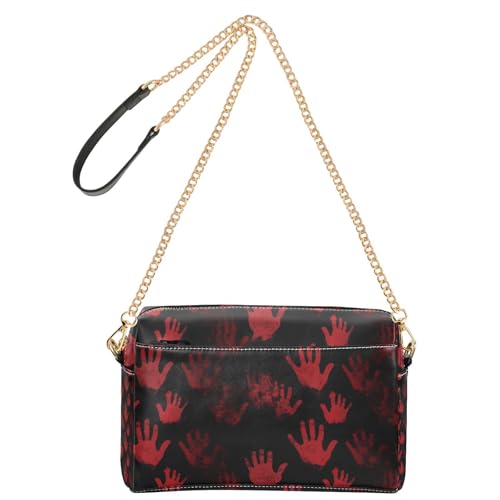 Rote blutige Handabdrücke, Umhängetasche, kleine Tasche für Damen, veganes Leder, Umhängetasche, wasserdicht, Umhängetasche von Yoogain