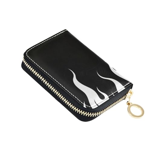 Schwarzes fluoreszierendes Kartenetui aus Leder mit 9 Kartenfächern, RFID-blockierend, kleines Kreditkartenetui mit Reißverschluss von Yoogain