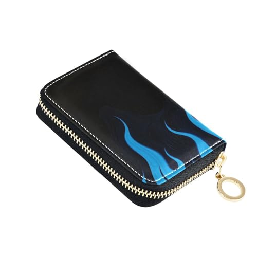 Schwarzes fluoreszierendes Kreditkartenetui aus Leder mit 9 Kartenfächern, RFID-blockierendem Kreditkartenorganizer mit Reißverschluss von Yoogain