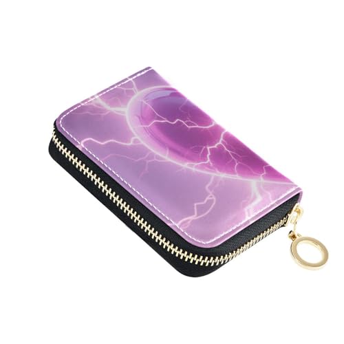 Shine Light Heart Ledergeldbörse für Karten mit 2 Geldfächern, RFID-blockierend, mit Reißverschluss, Violett von Yoogain