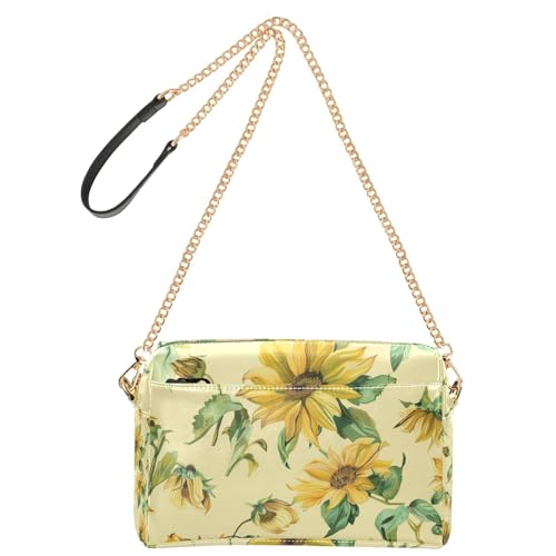 Slow Style Umhängetasche für Damen, klein, veganes Leder, wasserdicht, Sonnenblumen-Gold, Salbeigrün von Yoogain