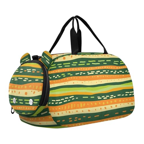 Sporttasche mit Schuhfach, großes Fassungsvermögen, für Reisen, Sport, Reisetasche, Orange / Grün mit Streifenmuster Sporttasche mit Schuhfach, großes Fassungsvermögen, für Reisen, Sport, Reisetasche, Orange / Grün mit Streifenmuster von Yoogain